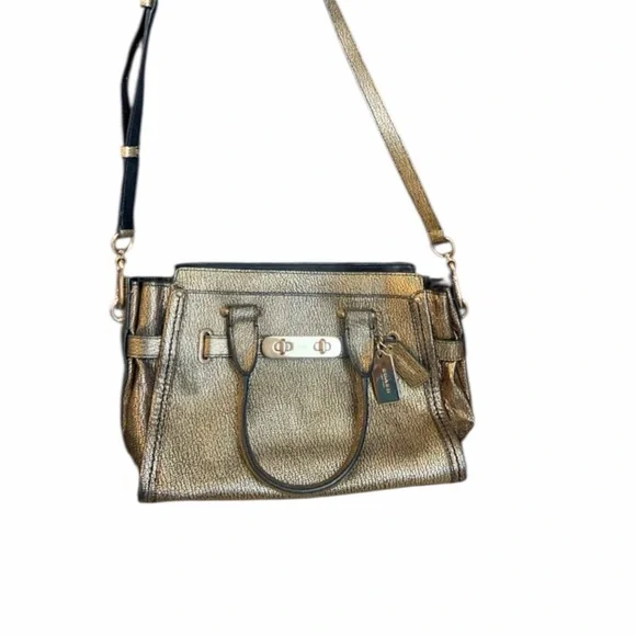 Coach Metallic Gold Satchel Bag - Picture 2 of 9